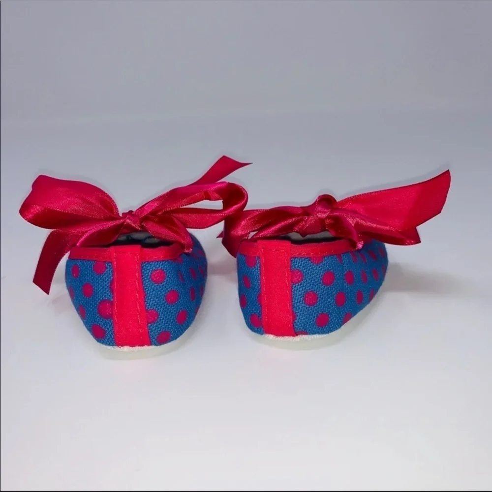 NEW Baby Girl Shoes Blue and Pink Polka Dot